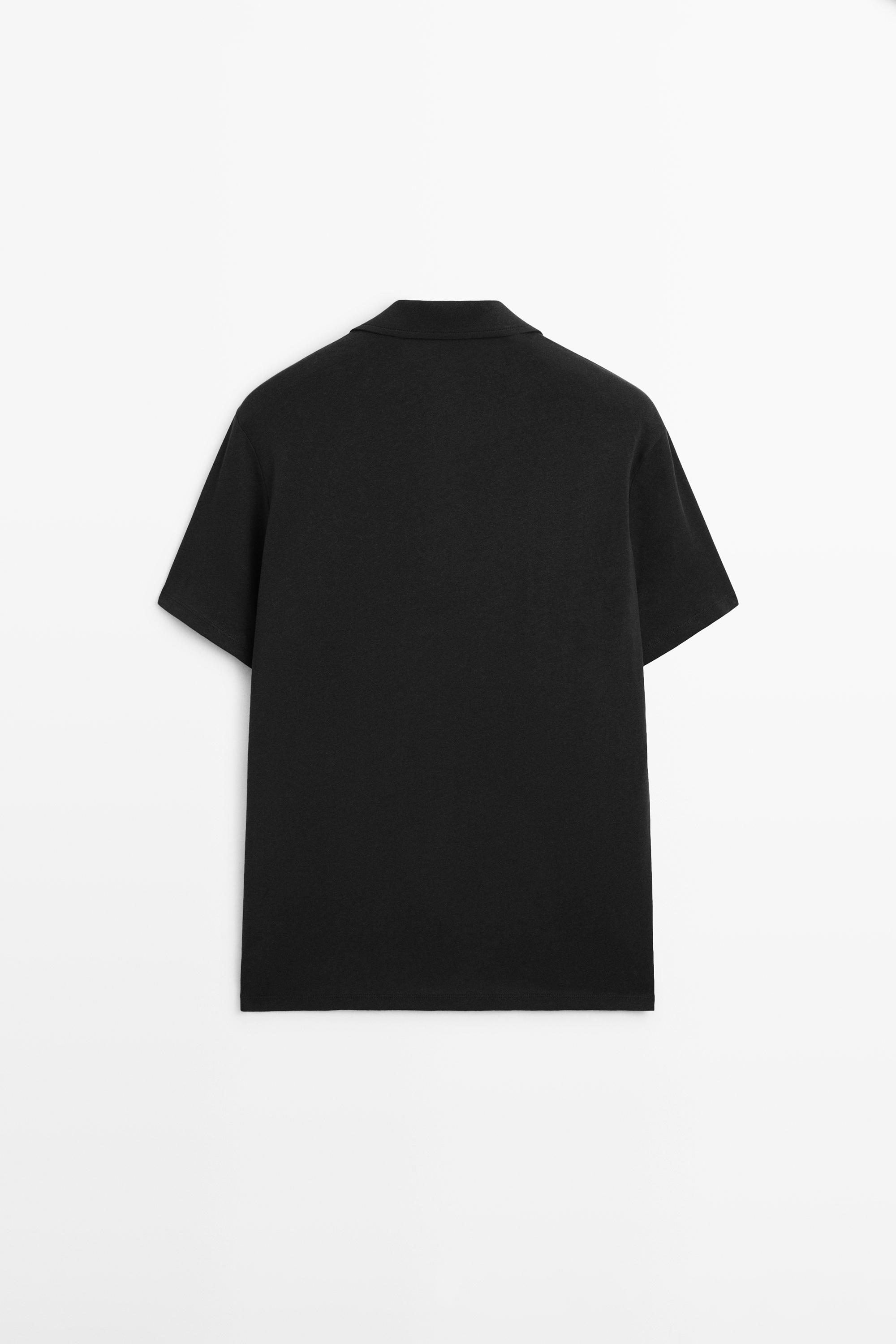 Regular fit short sleeve linen-cotton blend shirt